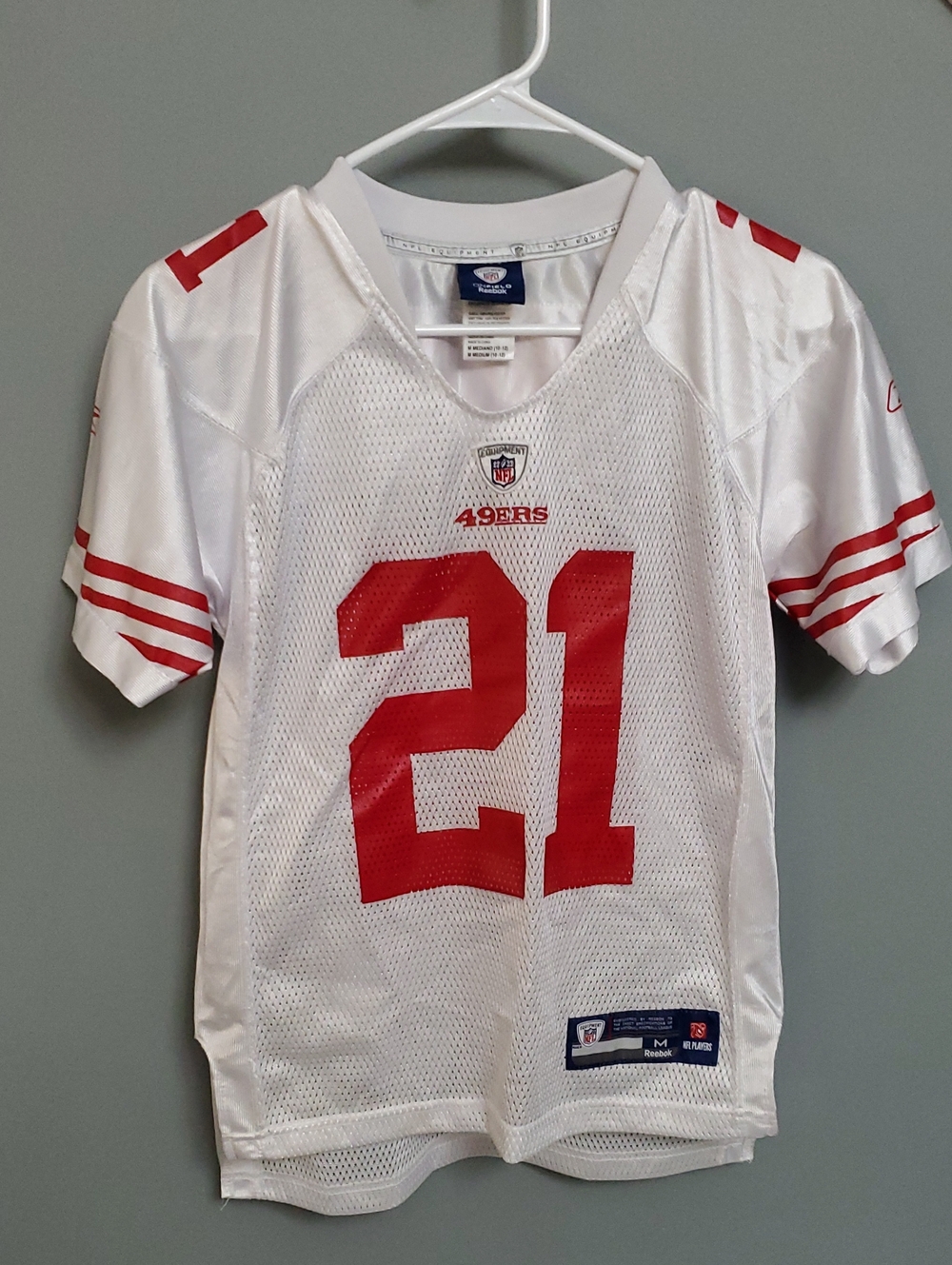 49ers Reebok Kids White & Red Football Jersey #21 (sz Medium) Kids 10-12 - Picture 1 of 5